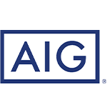 HedgeGuard Senior Benefits Logo of Senior Insurance Services (American International Group), featuring bold blue letters "aig" inside a rectangle with a white background and blue borders.